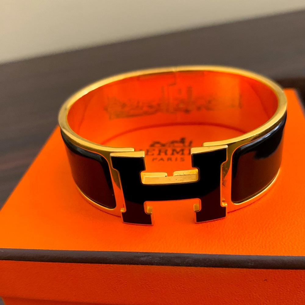 Hermes Gold & Black Clic Clac Bracelet - original dust bag and box included